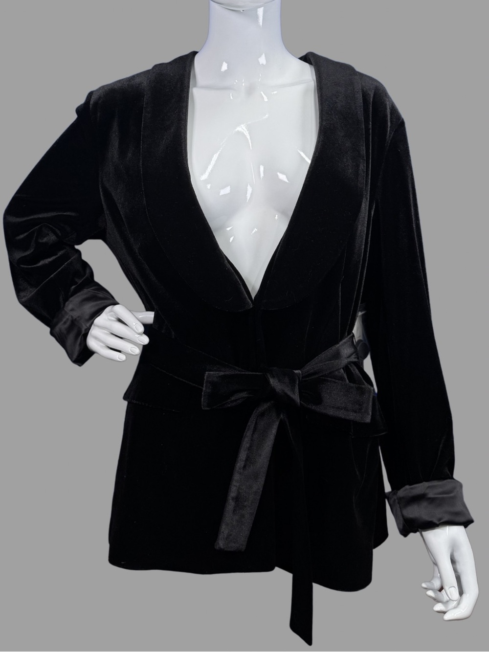 Laundry by Shelli Segal Women’s Black Velvet Blazer with Belt NWT